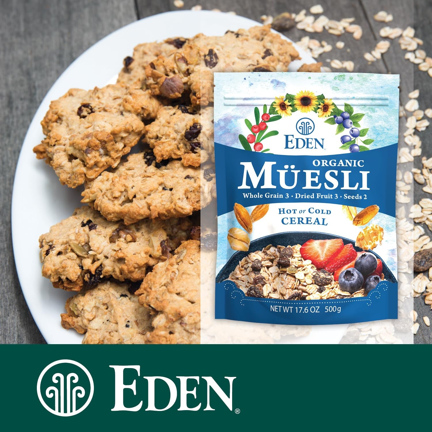 Eden Organic Muesli Cereal, Eat Hot or Cold, Oat, Rye, 17.6 Ounce (Pack of 1) 