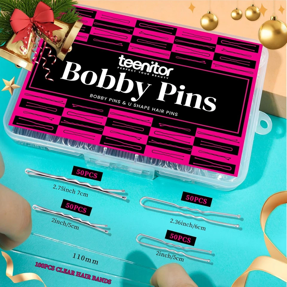 Kit de 300 alfileres para el cabello plateados para adolescentes, 100 alfileres para bobby 100 alfileres para el cabello Foto 3 de 4