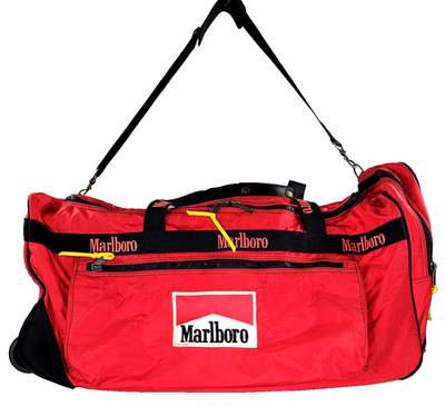 Vintage 90s Marlboro Adventure Team Large Rolling Duffle Bag Red Excellent  1992