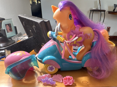 My Little Pony Scootaloo Pony + Full Working Scooter Set, Brush, Clips, and Comb