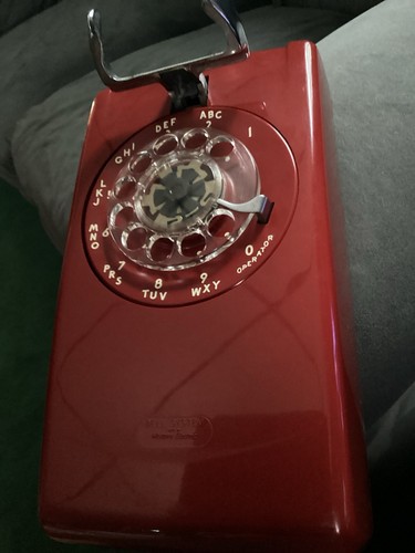 Vintage Working “Western Bell Electric” 554BMP Red Rotary Dial Wall Phone 70’s