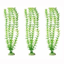 3pcs Aquarium Decoration Ornament Artificial Plastic Plant Green 12inch
