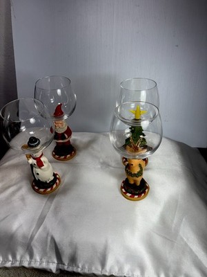 Home Essentials Vtg. Christmas Wine Goblets - New Set Of 4 Asst d Rare Beauties
