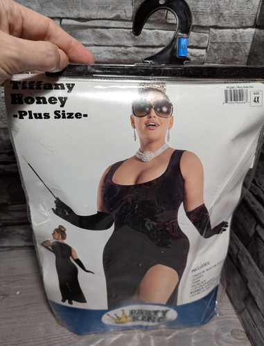 NEW Party King Women's Plus Size 4X Tiffany Honey Costume Halloween Black Dress