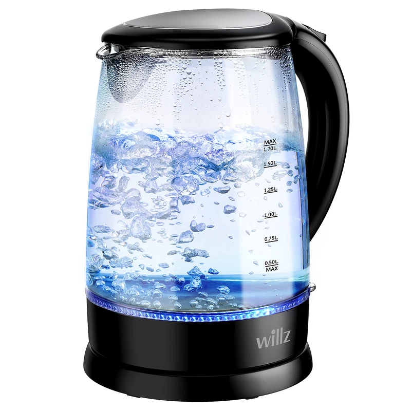 Willz Electric Glass Kettle Heat Resistant Handle And Cordless Pour Quick Boil
