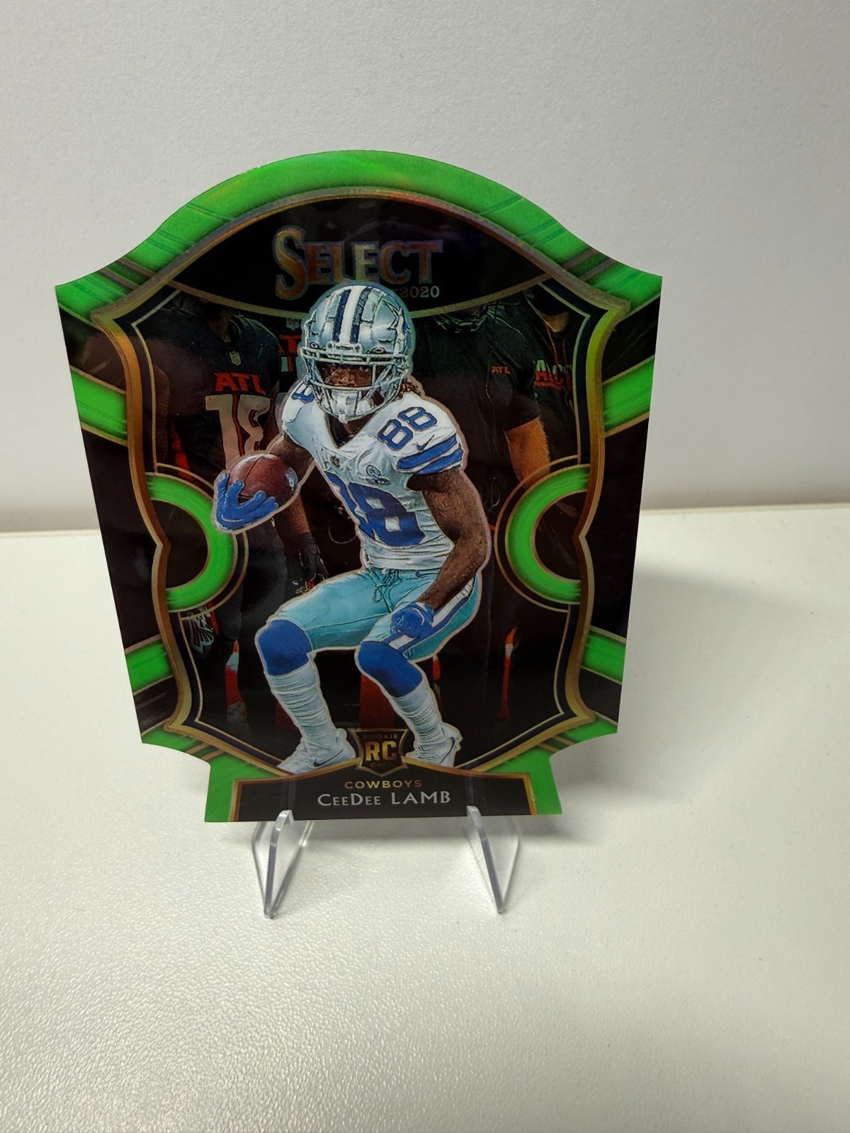 CeeDee Lamb 2020 Panini Select -Neon Green Prizm Die-Cut RC #57 Cowboys