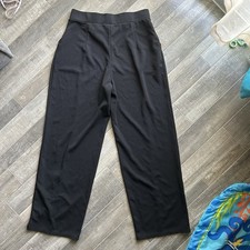 H M Wide Leg Pintucked Trousers Pockets Elasticband Waist Career Lounge High Ris