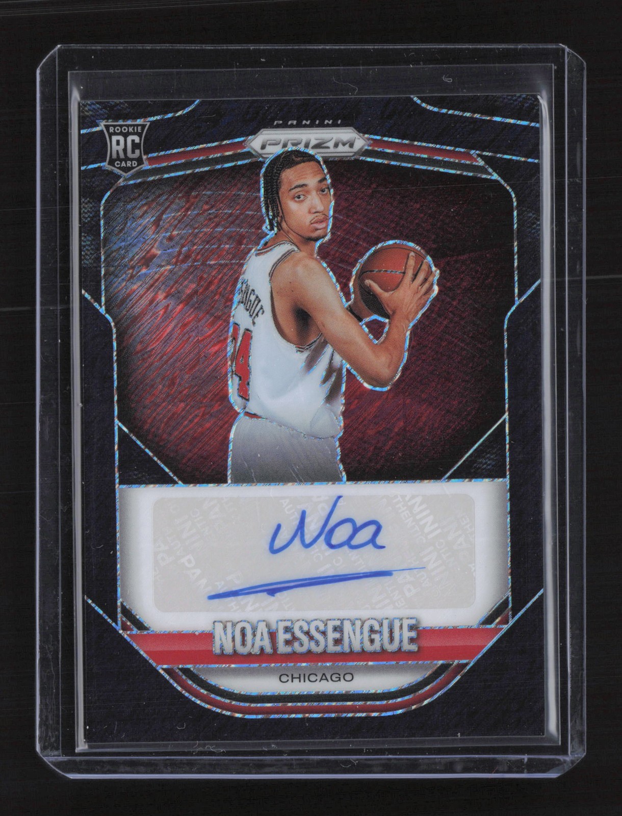 2025-26 Panini Prizm #10 Noa Essengue Black Shimmer FOTL Prizm auto 1/1 view 1