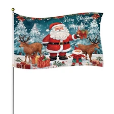 NQEUEPN Large Christmas Flag, 3x5ft Merry Christmas Flag Banner Double-Sided ...