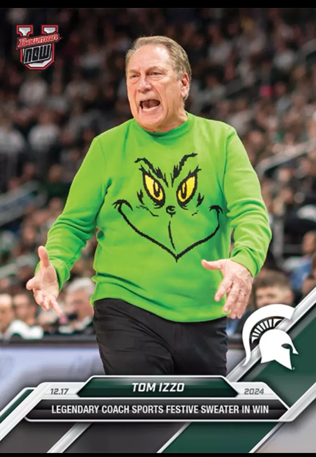 Tom Izzo - 2024-25 Bowman U NOW® Basketball Card: 34 Michigan State Grinch