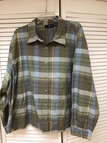 Giselle Apparel Sz 5X Blouse Multi-Color Cotton Blend 3/4 Sleeve EUC!