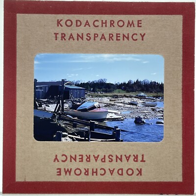 35mm Slide 1950s Red Kodachrome View Of Damage After Hurricane