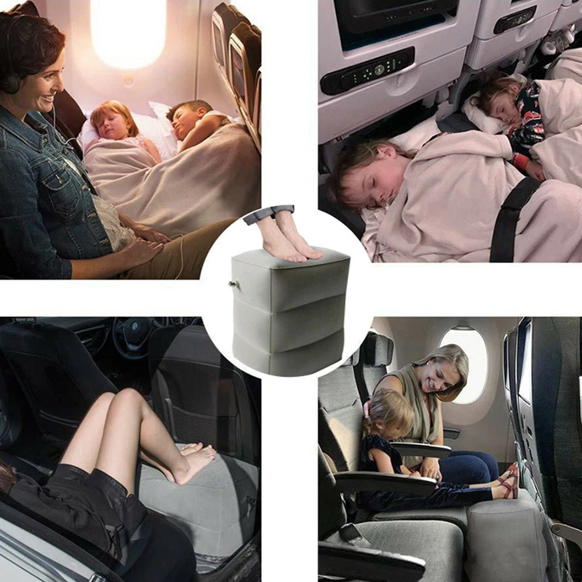 Inflatable Travel Foot Rest Pillow Kids Adjustable Height Leg Pillow Make