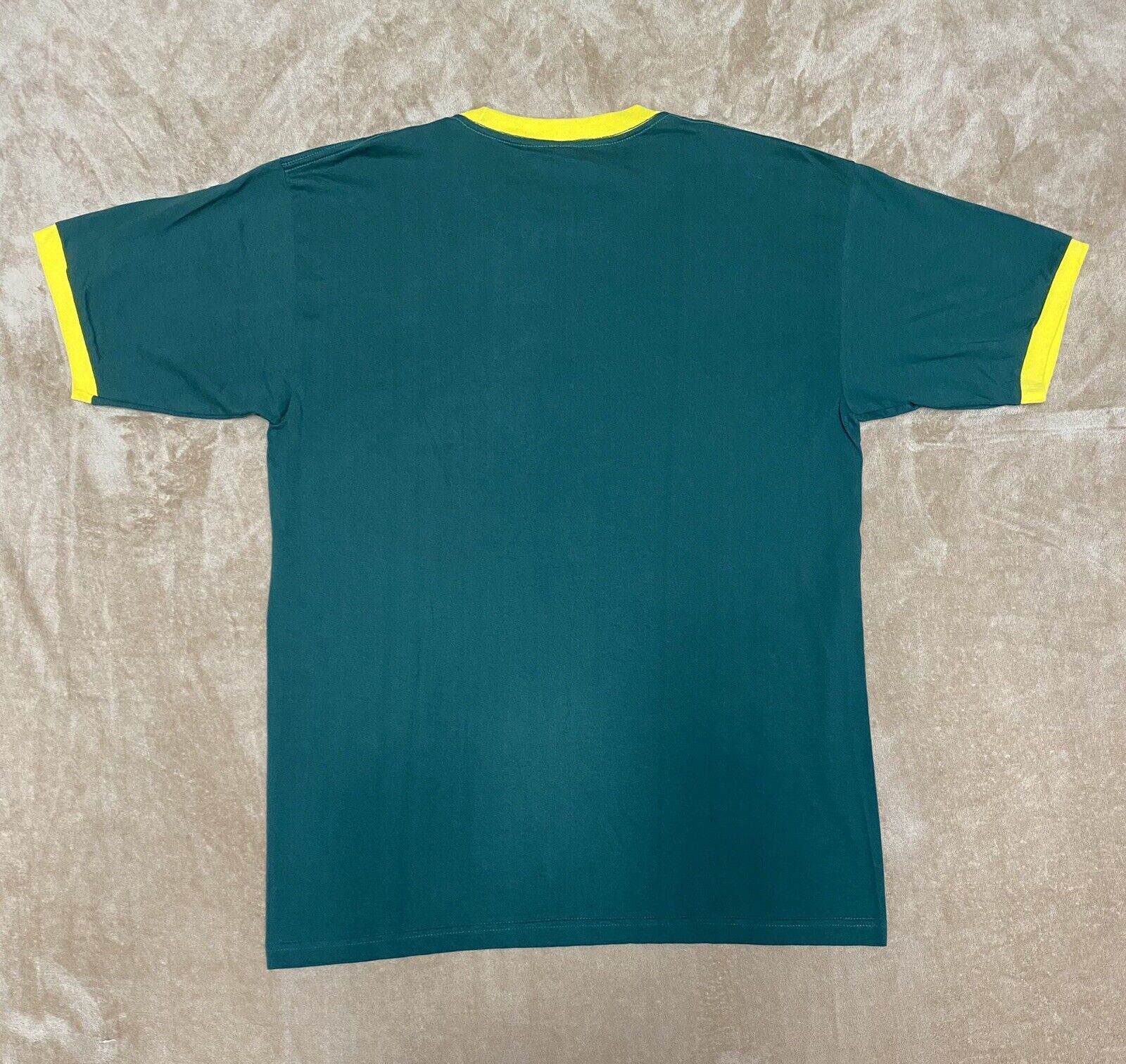 Vintage Houston Rockets NBA Green/Yellow Ringer T-Shirt Size XL Retro Logo  Rare