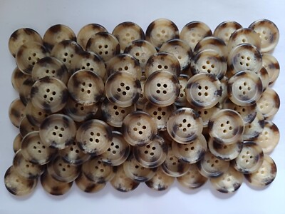 6 x 20 mm creme beige dunkelbraun 4 Loch Scheinhorn Mantel Jacke umrandet Knöpfe 