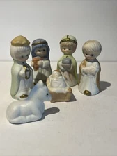 Vintage 6 Piece Ceramic Nativity Set Very Cute!!!! partial Taiwan