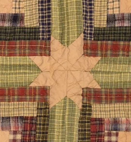 Country Style Table Runner Hand-Quilted Tea Stain and Green Patchwork Tea Cabin - Image 4 of 4