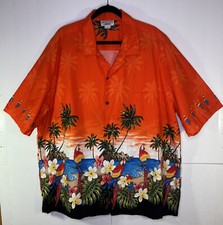 Vintage Pacific Legend Hawaiian Shirt Parrots Tropical Orange Size 3XL Cotton