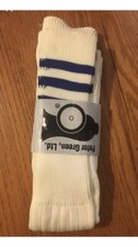 Vtg 100 Stretch Nylon Blue Stripe Tube Socks Made USA