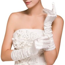 Satin Gloves Long Elegant Pleated Stretchy Evening Opera Party 20s Party Gloves
