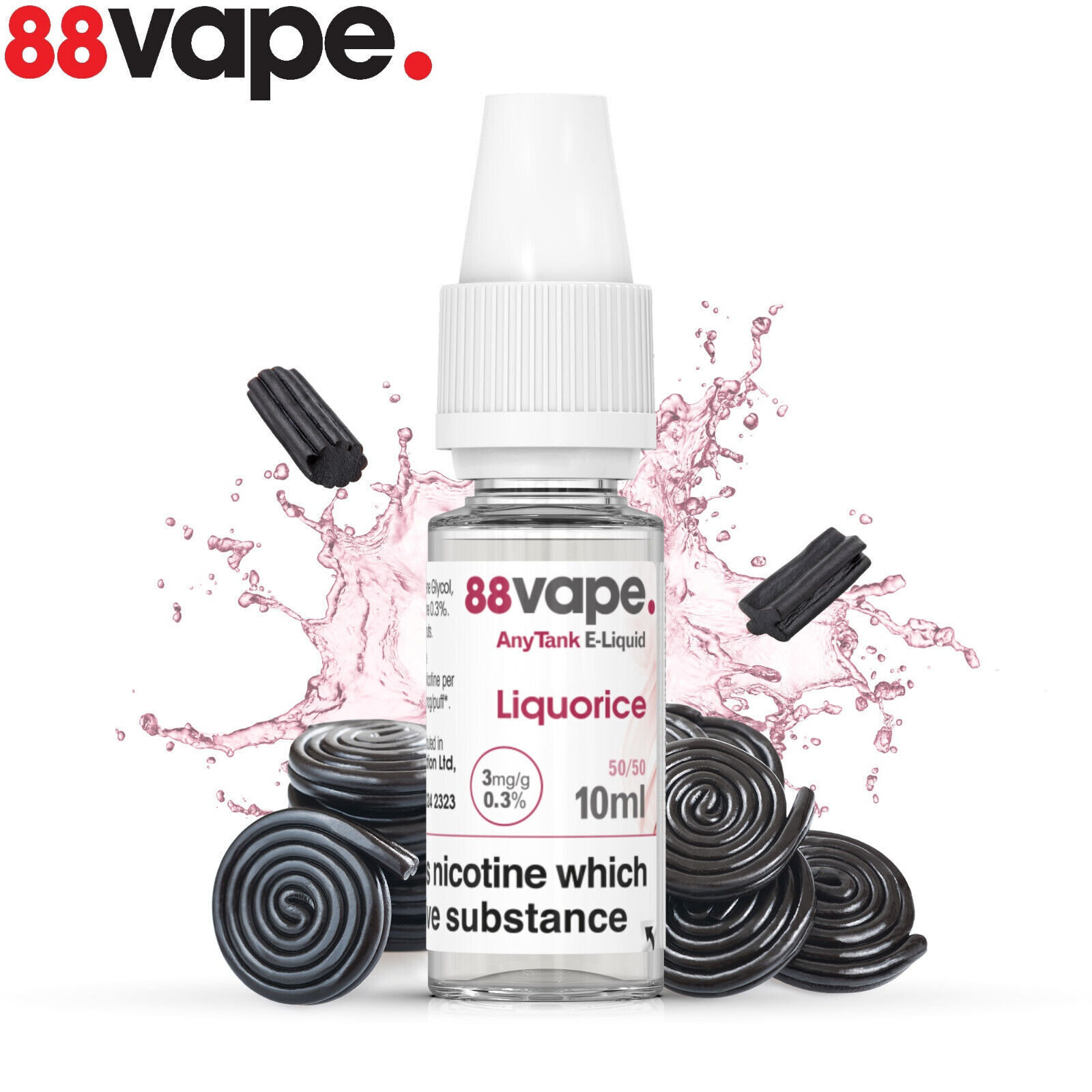 88 Vape ELiquid Liquorice 10ml Vape Juice 6mg 11mg 16mg 10 & 20 Pack