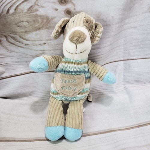 Maison Chic Tooth Fairy Dog Plush Stuffed Animal Ribbed Knit Blue 10.5 Inch
