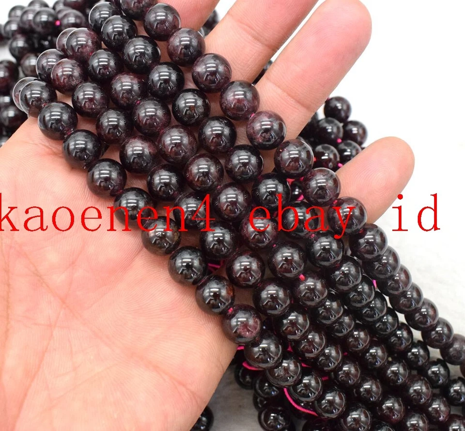 Wholesale 8/10/12mm Dark Red Garnet Round Gemstone Loose Beads 15'' AAA - Image 3 of 4