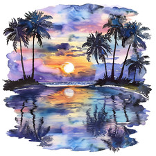 Wall Decal Sticker Tropical Summer Beach Wall Sticker 18X18cm Large