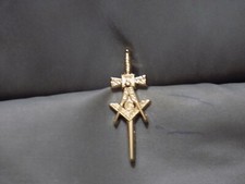Sword Square Compass Masonic Lapel Tac Gold Color Freemason Fraternity NEW!