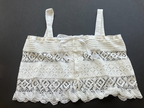 ANTIQUE/VINTAGE WHITE COTTON & MIXED LACE CAMISOLE/CORSET COVER - Picture 7 of 12