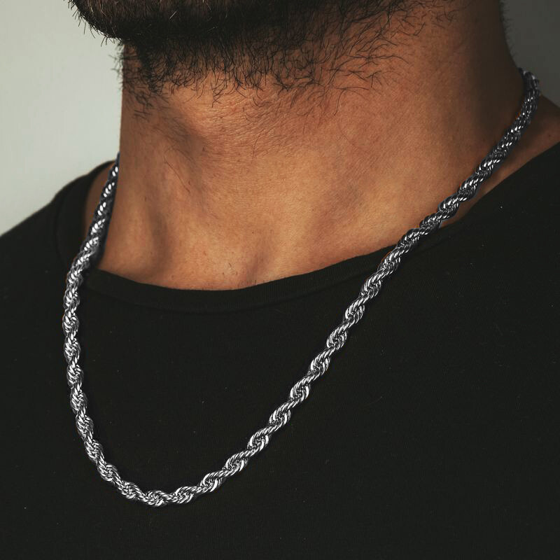 Hip Hop Celebrity Style Fashion Silver PT 4mm 24