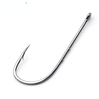 100PCS Long Shank Fishing Hook High Carbon Steel Sharp Barbed Offset Hook |  eBay