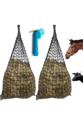 2 Pack Ultra Steady Horse Feed Net- Large Knotless Fence Bale 26  x 40'', 2 Inch