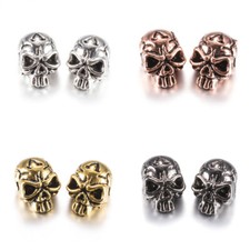 10pcs Halloween Skull Beads Skeleton Head Charms Alloy Loose Spacer 12x9x10mm