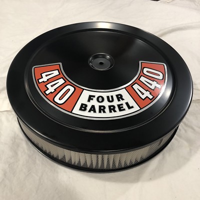 1964-1974 Plymouth 440 4 BBL CARB Air Cleaner | Black | White