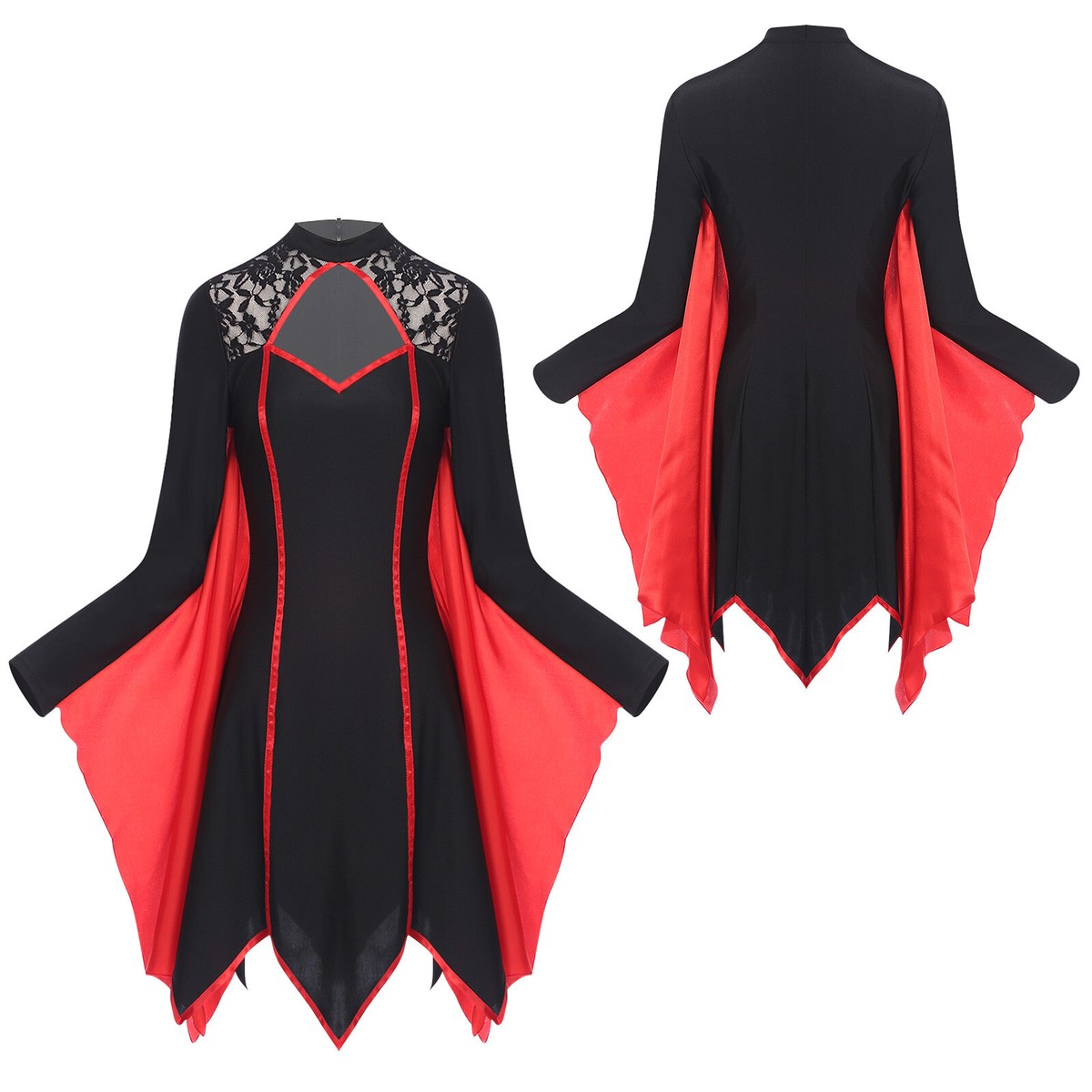 Womens Bat Dress Up Role Play Witch Vintage Halloween Animal Fancy