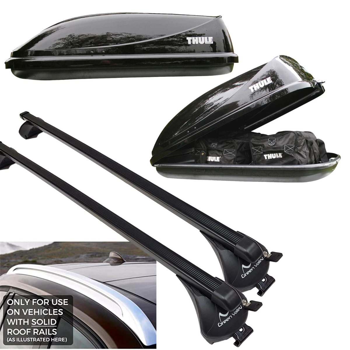 Roof Rack Bars Thule Roof Box Package Fits Volvo XC40 2018