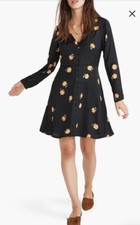 Madewell Lilyblossom Dress Women’s Sz 6 Black Floral Button Front