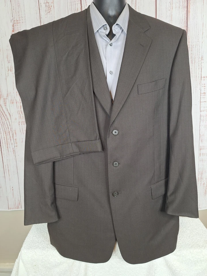 Tallia Uomo 2 Piece Suit Mens 46XL 38X35 Brown Wool 3 Button Ventless - Imagem 4 de 4