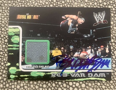 WWE Rob Van Dam Fleer 2002 Royal Rumble Event Used Ring Mat AUTOGRAPHED Card 