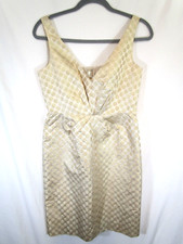 J. Crew Collection Gold Polkadot V Neck Sleeveless Jaquard Cocktail Dress Sz 4