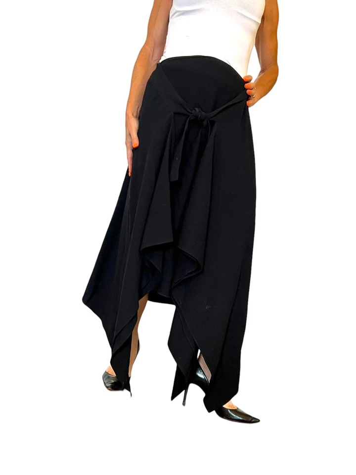 RICKIE FREEMAN TERI JON PAÑUELO ASIMÉTRICO NEGRO VOLANTE DRAPEADO LAZO FALDA 6 Foto 4 de 4