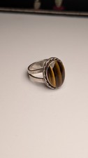 Vintage Sterling Silver Men's Tigers Eye Ring | Size S | 925 Silver
