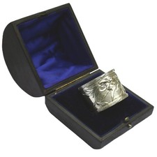 Very fine & heavy antique Art Nouveau solid silver boxed Napkin Ring 37g C.1910