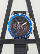 Fossil FS5300 Men’s Chronograph Watch Blue Bezel Black Strap – Stainless Steel