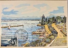 FRANCE FIRST DAY POST CARD MAXIMUM 1957 EVIAN LES BAINS 65F