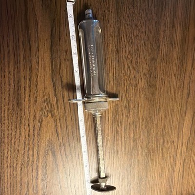 B-D Champion 50cc Veterinary Syringe Becton Dickinson Glass Metal