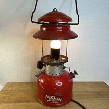 Vintage Coleman Lantern Made Into A Lamp 200 T-66 Red Model No Glass