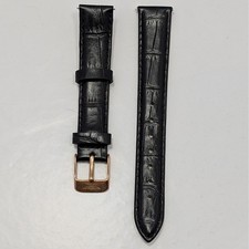 Invicta Black Genuine Leather Watch Strap Rose Gold Buckle 16mm Replacement