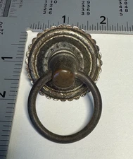 1 Metal Drawer Pull Drop Ring Handle & Backplate Furniture Hardware Salvage VTG